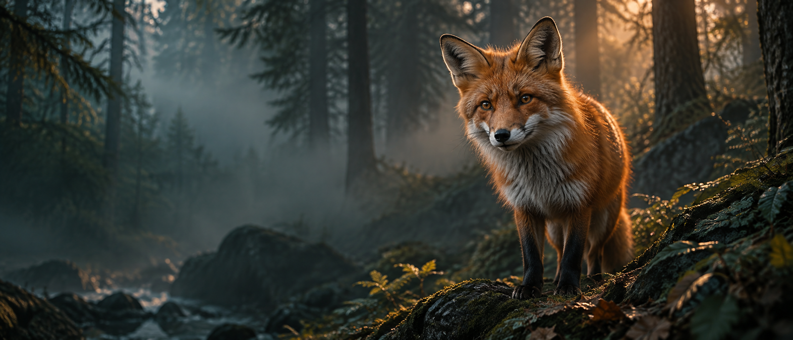Cinematic CreatorFox fox in a misty woodland